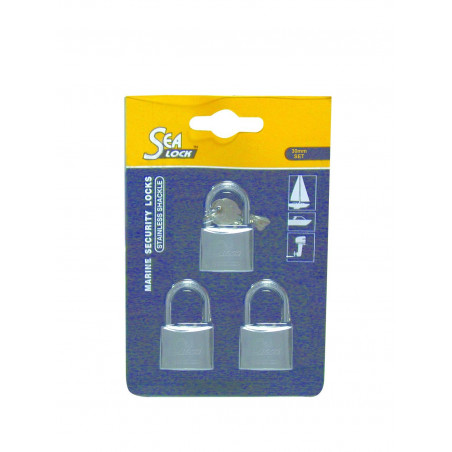 Pack 3 Cadenas marin SEALOCK -Bronze recouvert de chrome - 30 mm