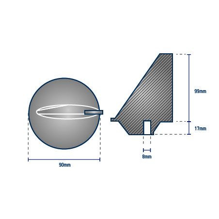 Anode Queue de carpe longue MERCRUISER - ORANGEMARINE