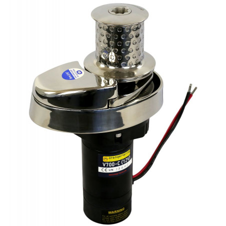 Guindeau électrique 700w 12V - inox - 8mm DIN/ISO vertical avec poupée - ORANGEMARINE