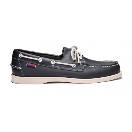Chaussure bateau Homme DOCKSIDES Portland Cuir Bleu - Semelle Blanc - SEBAGO