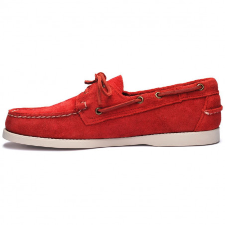 Chaussure bateau Homme DOCKSIDES SUEDE Portland Rouge - Semelle Blanche - SEBAGO