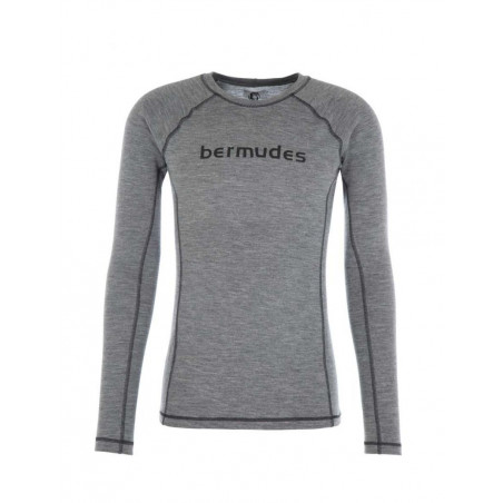 Tee-shirt thermique en laine mérinos OLLY - BERMUDES - Gris chiné - BERMUDES
