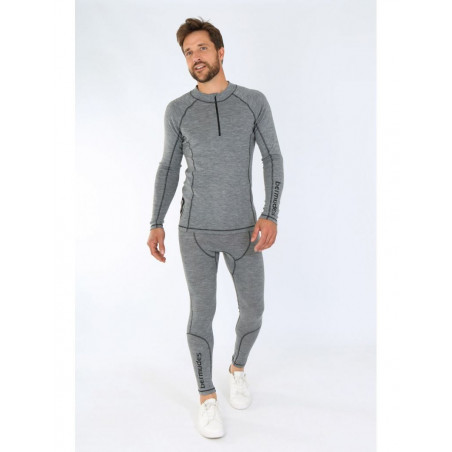 Caleçon thermique en laine mérinos pour homme OWEN - BERMUDES - Gris chiné - BERMUDES
