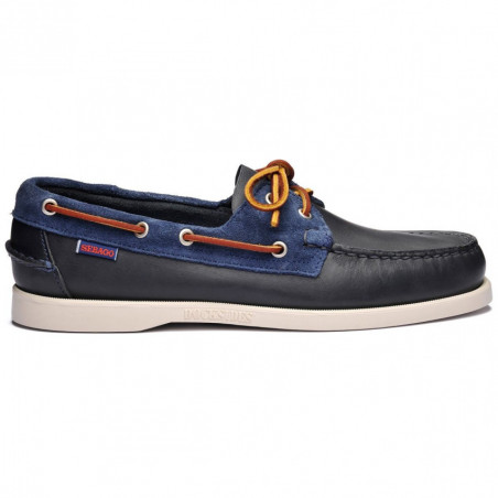 Chaussure bateau Homme SEBAGO Portland daim bleu marine / blanc cassé