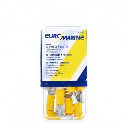 COSSE 6,3MM CLIP FEMELLE JAUNE - LOT DE 10