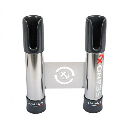 PORTE-CANNE INOX DOUBLE EMBOUTS NOIRS - FIXATION PLAT-BORD ET BALCON - SEANOX