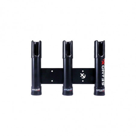 PORTE-CANNE INOX NOIR TRIPLE - FIXATION PLAT-BORD ET BALCON - SEANOX