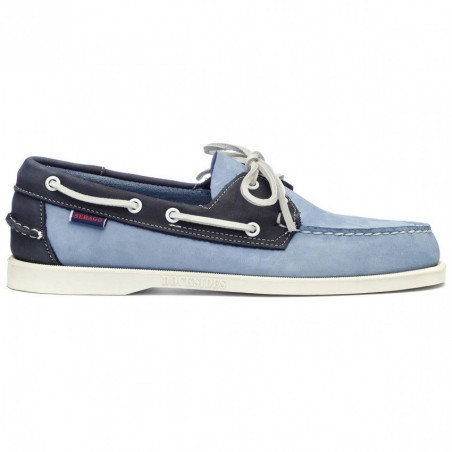 Chaussure bateau Homme DOCKSIDES Portland Archive Bleu clair - Marine - Semelle Blanche - SEBAGO