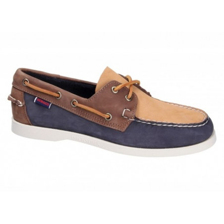 Chaussure bateau Homme DOCKSIDES Portland Archive Marine - Marron - Semelle Blanche - SEBAGO