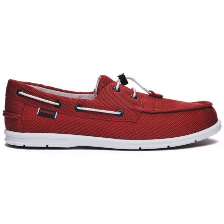 Chaussure Bateau Homme NAPLES AIR EN MESH Rouge - Semelle Blanche - SEBAGO