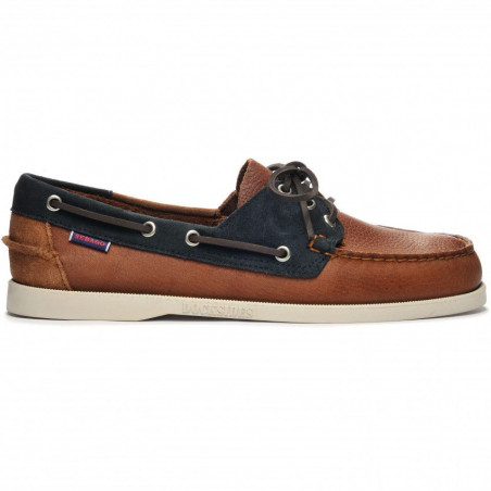 Chaussure bateau Portland Three Eyes Lea bleu marine cognac SEBAGO