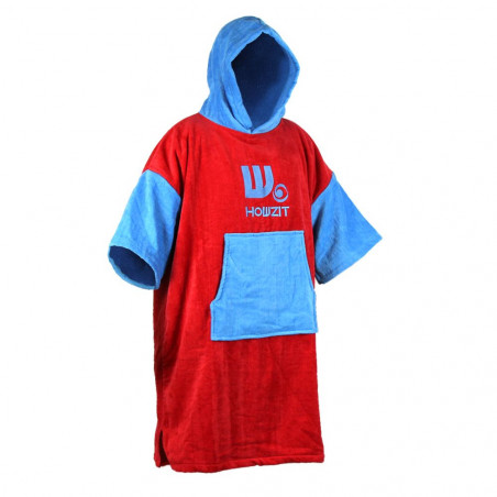 PONCHO EN VELOURS EPAIS - HOWZIT - ROUGE/BLEU