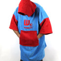 Poncho Howzit en coton finition velours - coloris bleu/rouge