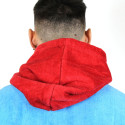 Poncho Howzit en coton finition velours - coloris bleu/rouge