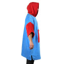 Poncho Howzit en coton finition velours - coloris bleu/rouge