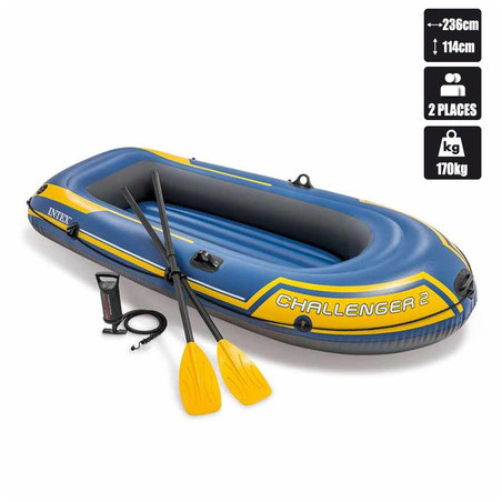 BATEAU GONFLABLE INTEX CHALLENGER 2 + 2 RAMES + GONFLEUR