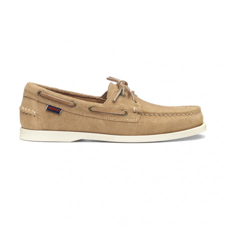 Chaussure bateau Homme DOCKSIDES SUEDE Portland Beige - Semelle Blanche - SEBAGO