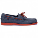 Chaussure Bateau PORTLAND Nubuck bleu marine - semelle et lacet rouge SEBAGO