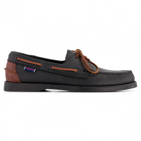 Chaussure bateau Portland Newburryport Hurricane cuir noir marron SEBAGO