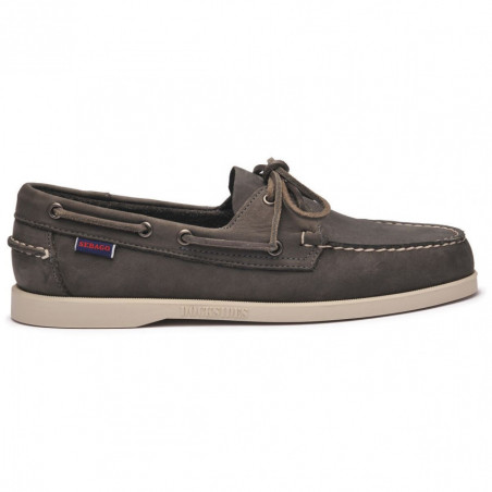 Chaussure bateau Homme DOCKSIDES Portland Crazy Gris - Semelle Blanche - SEBAGO