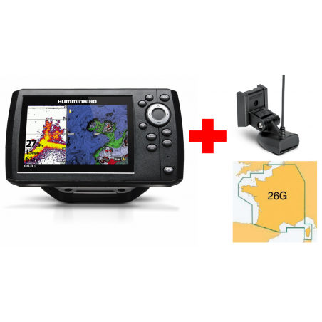 Combiné Sondeur GPS HELIX 5 G3 2D DS CHIRP sonde TA + carte France 26G - HUMMINBIRD