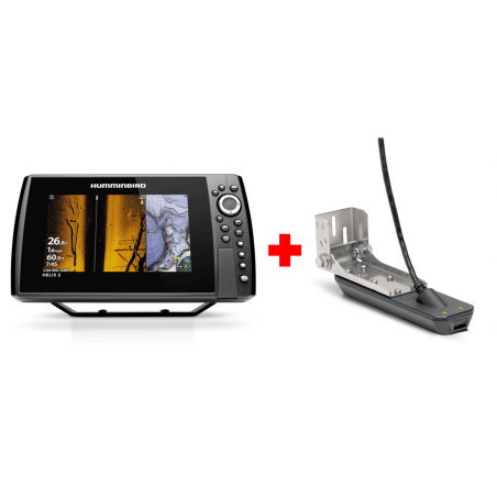 COMBINE Sondeur GPS HELIX 8 G4N CHIRP MEGA SI+ SONDE TABLEAU ARRIERE - HUMMINBIRD