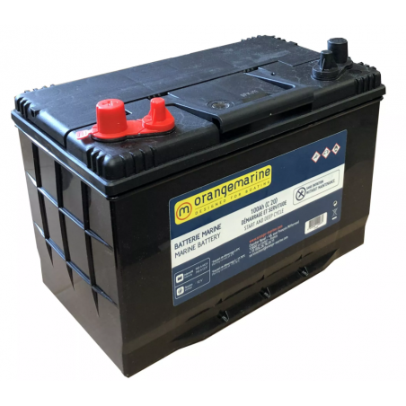 Batterie marine 12V à décharge lente DUAL - ORANGEMARINE 100 Ah