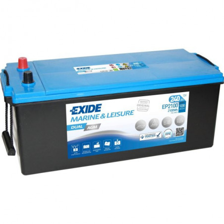 Batterie marine 12V DUAL AGM - EXIDE 240 Ah