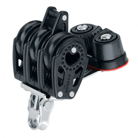 Poulie carbo triple ringot et taquet 29 mm  - HARKEN