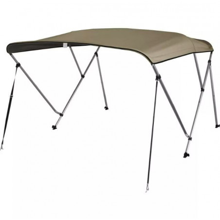 Bimini aluminium renforcé Beige 3 arceaux - Largeur 185 -198 x hauteur 117 cm - COVERSY