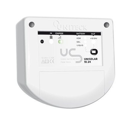 Régulateur de charge PWM UNISOLAR - UNITECK 10A avec sortie 12/24 controlée