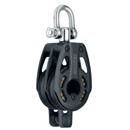Poulie BLACK MAGIC double émerillon ringot haute résistance rea de 57 mm - HARKEN