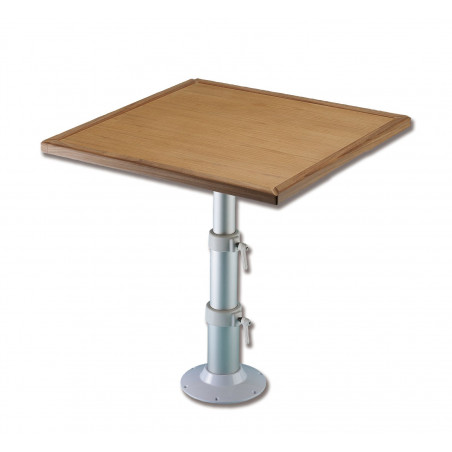 Table teck avec glissière et pied téléscopique