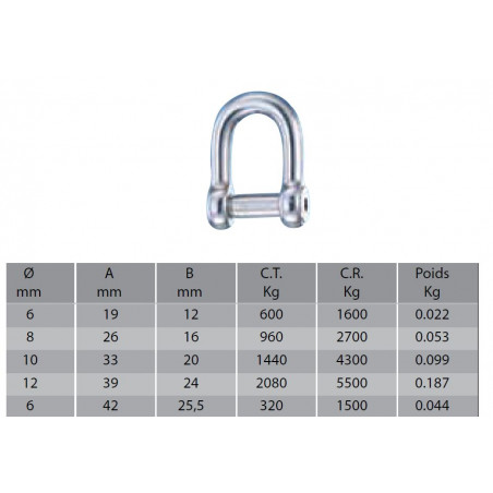 Manille axe 6 pans creux droite - WICHARD