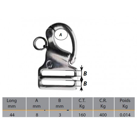 Mousqueton à œil fixe pour sangle 20 mm - WICHARD