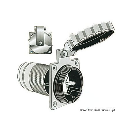 Prise mâle inox 50A 220V - MARINCO