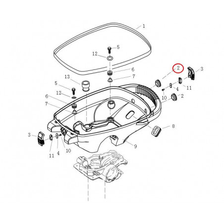 Moteur 2,6CV partie CAPOT BAS - ORANGEMARINE