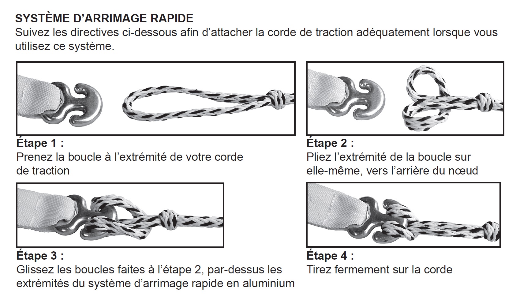 Système d'arrimage rapide pour sports nautique tractés. Système d'arrimage rapide pour sports nautique tractés.